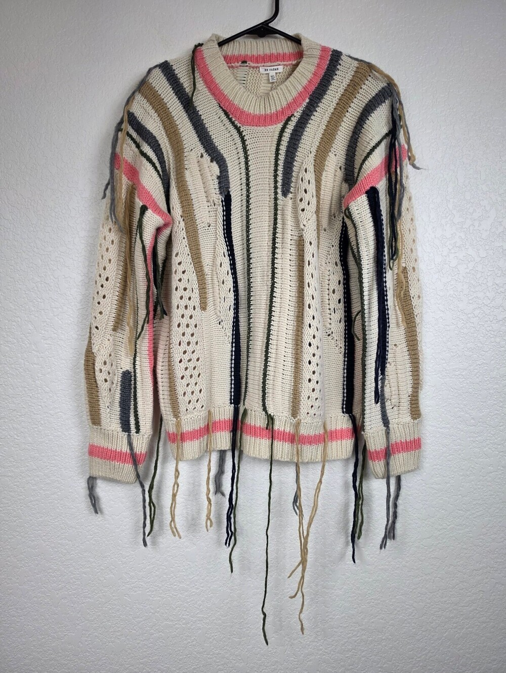 NWT Anthropologie En Crème M/L Acrylic Knit Fringe Sweater